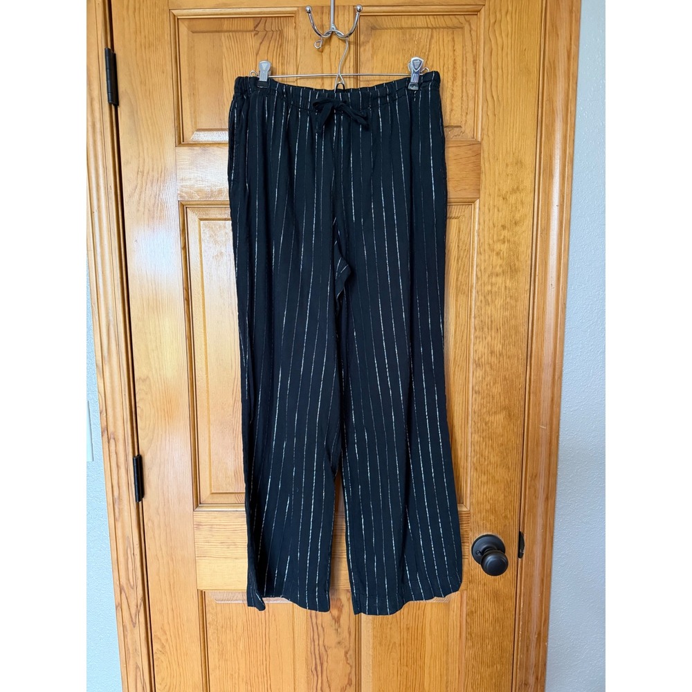 Victoria's Secret PINK Pajama Set Small Black Silver Metallic Stripe 2pc 110662 - Picture 8 of 10